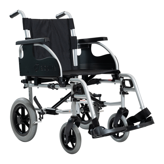 , Aspire Transit 3 Folding Manual Wheelchair Silver, 