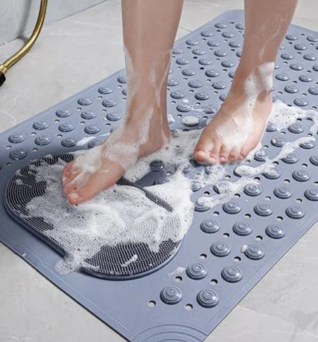 DLMAT, Deluxe Non-Slip Bath &amp; Shower Mat with Massage Zone - Grey - 360 x 690mm, 